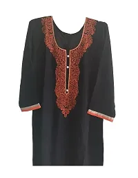 SRI RAGHAVENDRA TEXTILES Women's Side Open Soft Cotton Stylish Kurtis and 3/4 Sleeve (Black)_(Size-XL)-thumb1