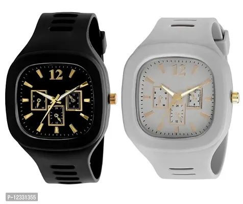 Black Dial  Grey Dial Analogue Watch Combo For Boys