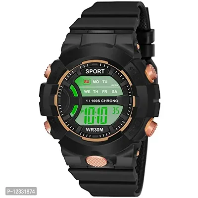 Digital Cool Black Watch Layout Sport Watch for Girls-thumb0