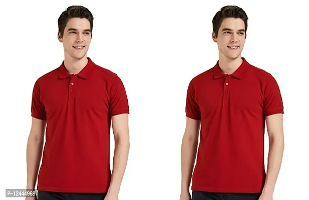 Stylish Cotton Solid Polo T-Shirt For Men Pack Of 2-thumb0