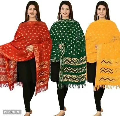 Fancy Banarasi Silk Dupatta For Women Pack Of 3-thumb0
