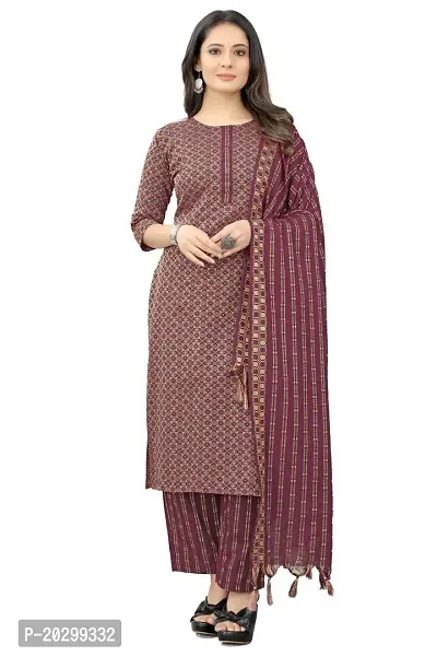 Beautiful Khadi Cotton Kurta Bottom and Dupatta Set-thumb0