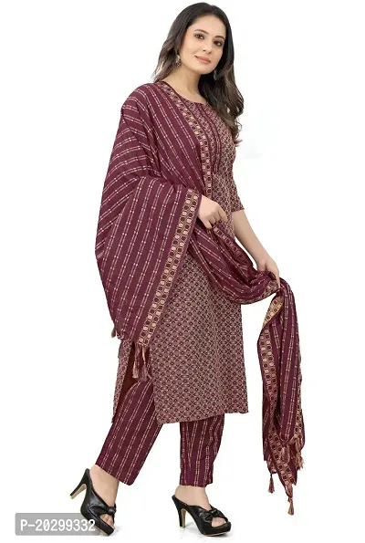 Beautiful Khadi Cotton Kurta Bottom and Dupatta Set-thumb4