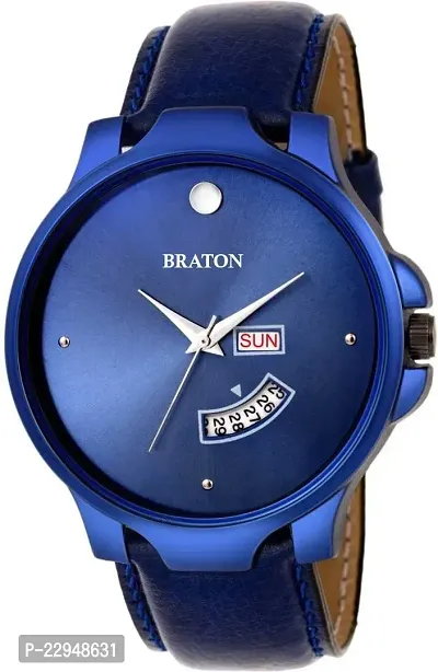 Stylish Blue Genuine Leather Watch For Men