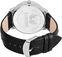 Stylish Black Synthetic Leather Watch For Men-thumb1