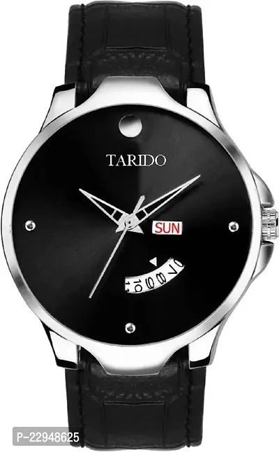 Stylish Black Synthetic Leather Watch For Men-thumb0