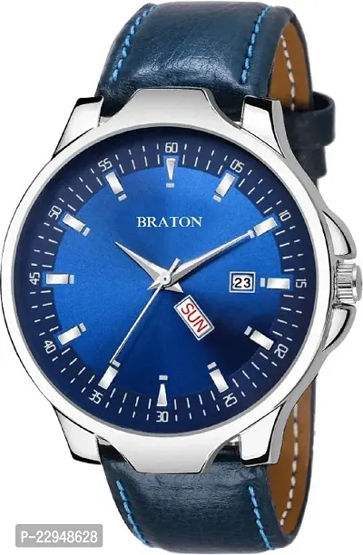 Stylish Blue Genuine Leather Watch For Men