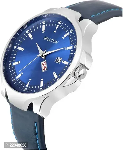 Stylish Blue Genuine Leather Watch For Men-thumb2