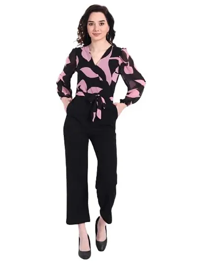 Ri Sign Hub Women Self Designed Printed Soft Georgette Fabric Fashionable Stylish Regular Relax Fit Jumpsuit for Women's & Girls