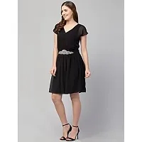 RIHANI FAB Embellished Waist Black Dress for Women-thumb3