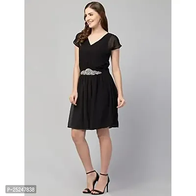 RIHANI FAB Embellished Waist Black Dress for Women-thumb4