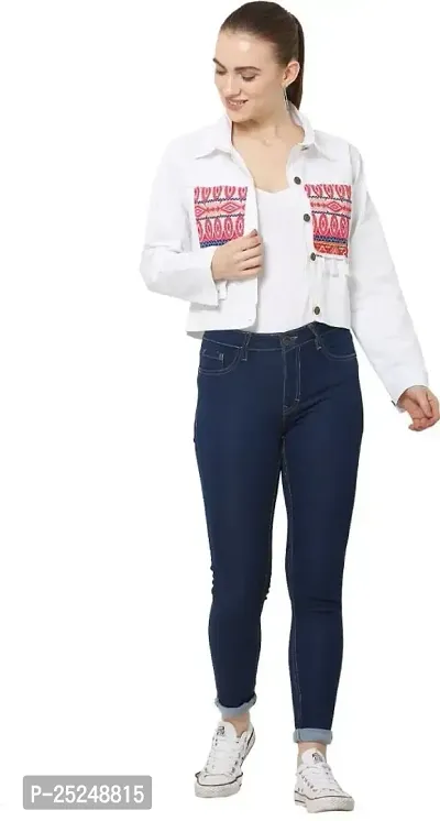 RIHANI FAB Embroidered Jackets TOP for Women (M, White)-thumb0