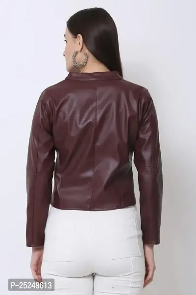 RIHANI FAB DARK COLOR LEATHER JACKET FOR WOMEN (L, DARK BROWN)-thumb5