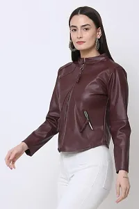 RIHANI FAB DARK COLOR LEATHER JACKET FOR WOMEN (L, DARK BROWN)-thumb3