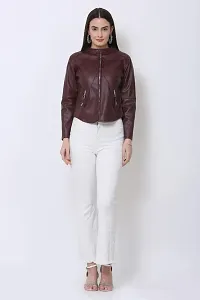 RIHANI FAB DARK COLOR LEATHER JACKET FOR WOMEN (L, DARK BROWN)-thumb1