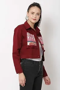 RIHANI FAB Embroidered Jackets for Women Jaipuri Jacket for Girls Denim Winter Wear(L, MAROON)-thumb1