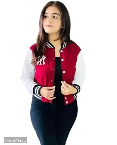 Ri Sign Hub Long Sleeve Versity Jacket - Crop Varsity Jacket - Crop Jacket for Women - Crop Jackets - Jacket for Women - Jackets - Baseball Jacket - Regular Fit Versity Jacket for Woman-thumb0