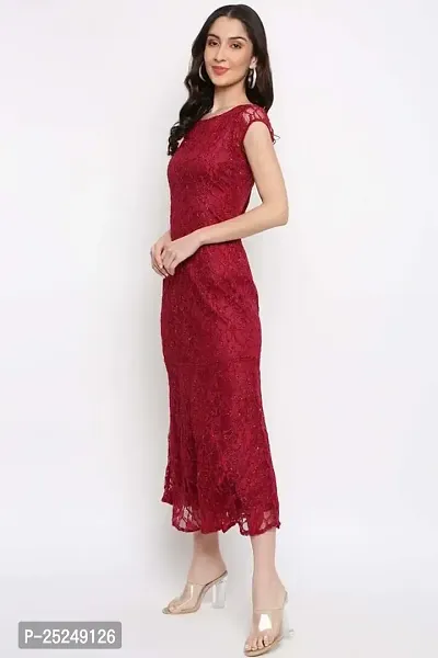 RIHANI FAB Sleeveless LACE Dresses for Women (L, RED)-thumb5