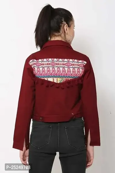 RIHANI FAB Embroidered Jackets for Women Jaipuri Jacket for Girls Denim Winter Wear(L, MAROON)-thumb5