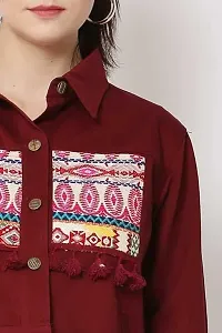 RIHANI FAB Embroidered Jackets for Women Jaipuri Jacket for Girls Denim Winter Wear(L, MAROON)-thumb2