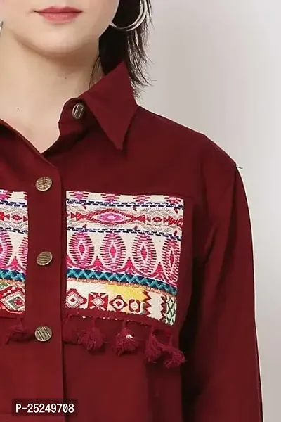 RIHANI FAB Embroidered Jackets for Women Jaipuri Jacket for Girls Denim Winter Wear(L, MAROON)-thumb3
