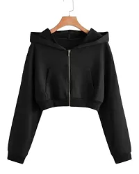 Long Sleeve Versity Jacket - Crop Varsity Jacket - Crop Jacket for Women - Crop Jackets - Coat for Women - Jacket for Women - Jackets - Baseball Jacket - Regular Fit Hooded Sweatshirt for Women's-thumb3
