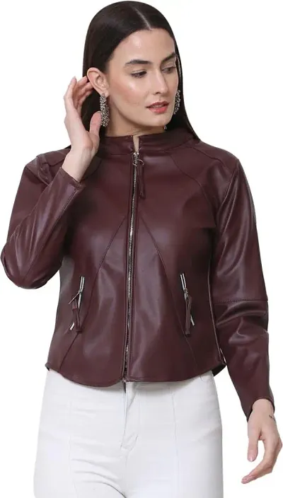 RIHANI FAB DARK COLOR REXINE JACKET FOR WOMEN