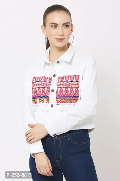 RIHANI FAB Embroidered Jackets TOP for Women (M, White)-thumb3