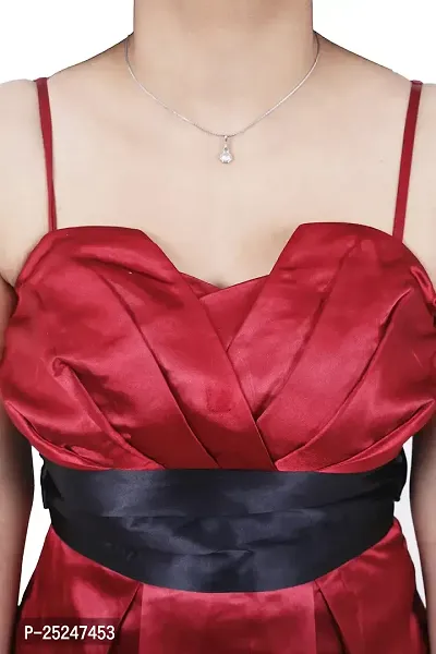 Rihani Fab Sleeveless Women's Midi Dress with Black Tie Belt Western for Girls-thumb3