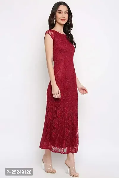 RIHANI FAB Sleeveless LACE Dresses for Women (L, RED)-thumb4