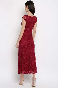 RIHANI FAB Sleeveless LACE Dresses for Women (L, RED)-thumb1