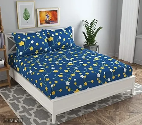 Comfortable Cotton Blend Printed Double Bedsheet with Pillow Covers-thumb0