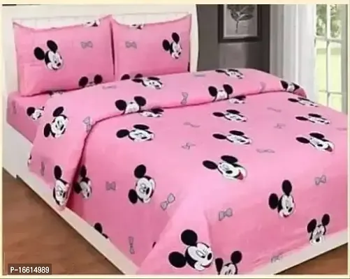 Comfortable Cotton Blend Printed Double Bedsheet with Pillow Covers-thumb0