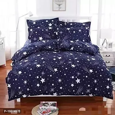 Comfortable Polyester Printed Double Bedsheet with Pillow Covers-thumb0