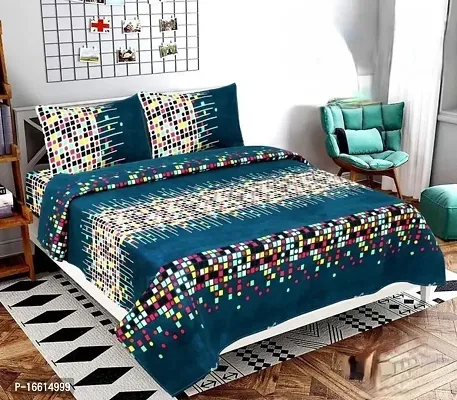 Comfortable Cotton Blend Printed Double Bedsheet with Pillow Covers-thumb0