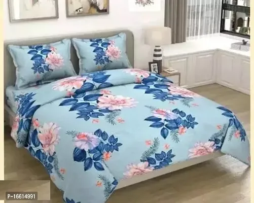 Comfortable Cotton Blend Printed Double Bedsheet with Pillow Covers