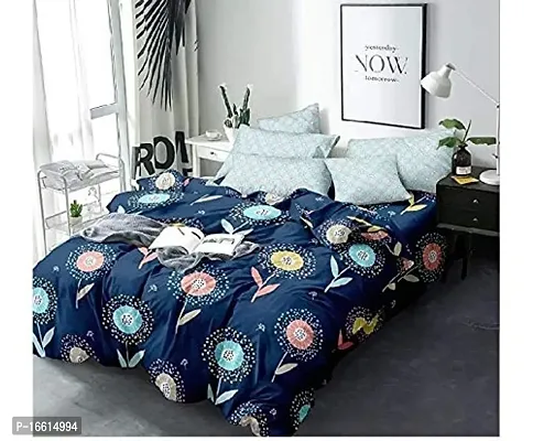 Comfortable Cotton Blend Printed Double Bedsheet with Pillow Covers