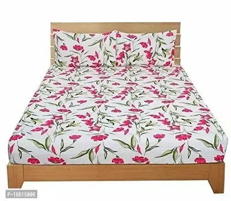 Comfortable Cotton Blend Printed Double Bedsheet with Pillow Covers-thumb0