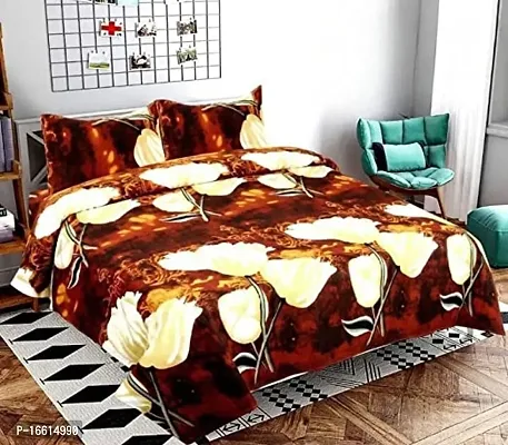 Comfortable Cotton Blend Printed Double Bedsheet with Pillow Covers-thumb0