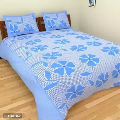 Comfortable Cotton Blend Printed Double Bedsheet with Pillow Covers-thumb0