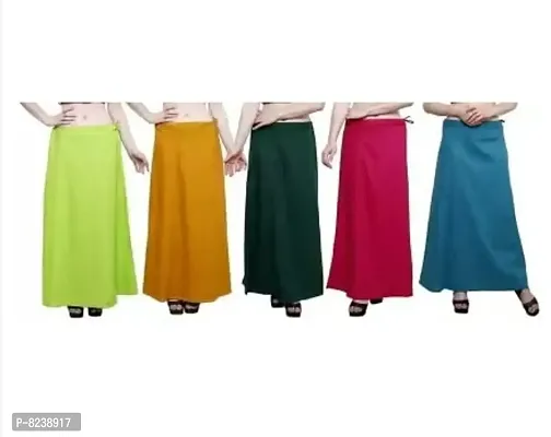 disson Women's Cotton Solid Best Readymade Inskirt Saree Petticoats (Free Size, Light Green,Begie,Mustrad Green,Dark Pink,Rama)-thumb0