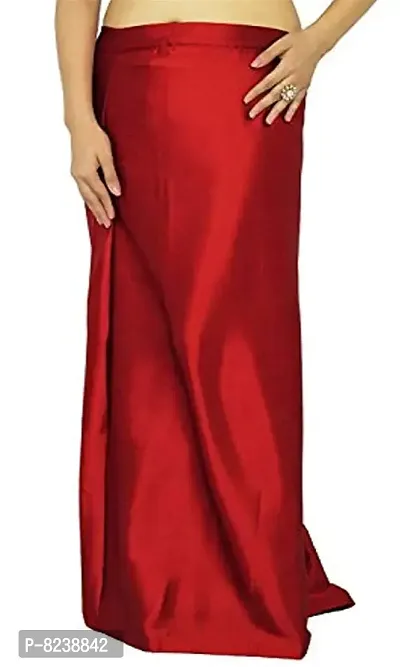 Classic Curves Women's Satin Maxi Saree Underskirt Satin Silk Petticoat (GO-2365, Maroon, Free Size)