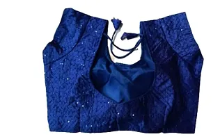 disson Women's Embroidery Work Mirror Half Sleeves Readymade Blouse- Women  Girls Blue-thumb1