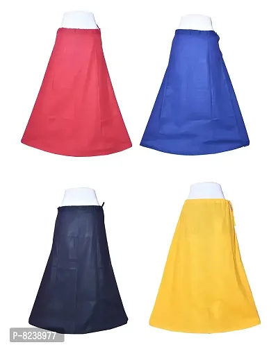 Vimal Women's Cotton Petticoat (Free Size)(4 Combo- Red, Black, Blue Yellow)-thumb0