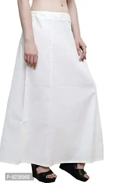 disson Women's Saree Cotton Readymade Petticoat (Free Size) (Free Size, White)