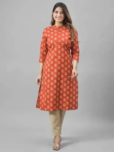 Stylish Cotton Printed Straight Kurtis