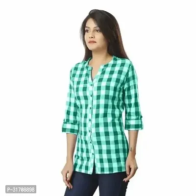 Womens Green Cotton Check shirt