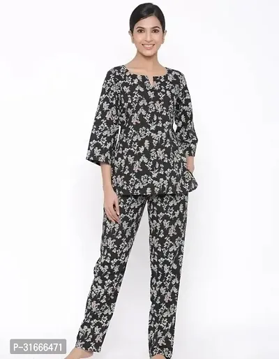 Winter Quaclo Black Printed Cotton Night Suits-thumb0