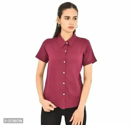 Quaclo Wine Cotton Half Sleeve Shirt for Women and Girls