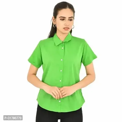 Quaclo Pista Green Cotton Half Sleeve Shirt for Women and Girls